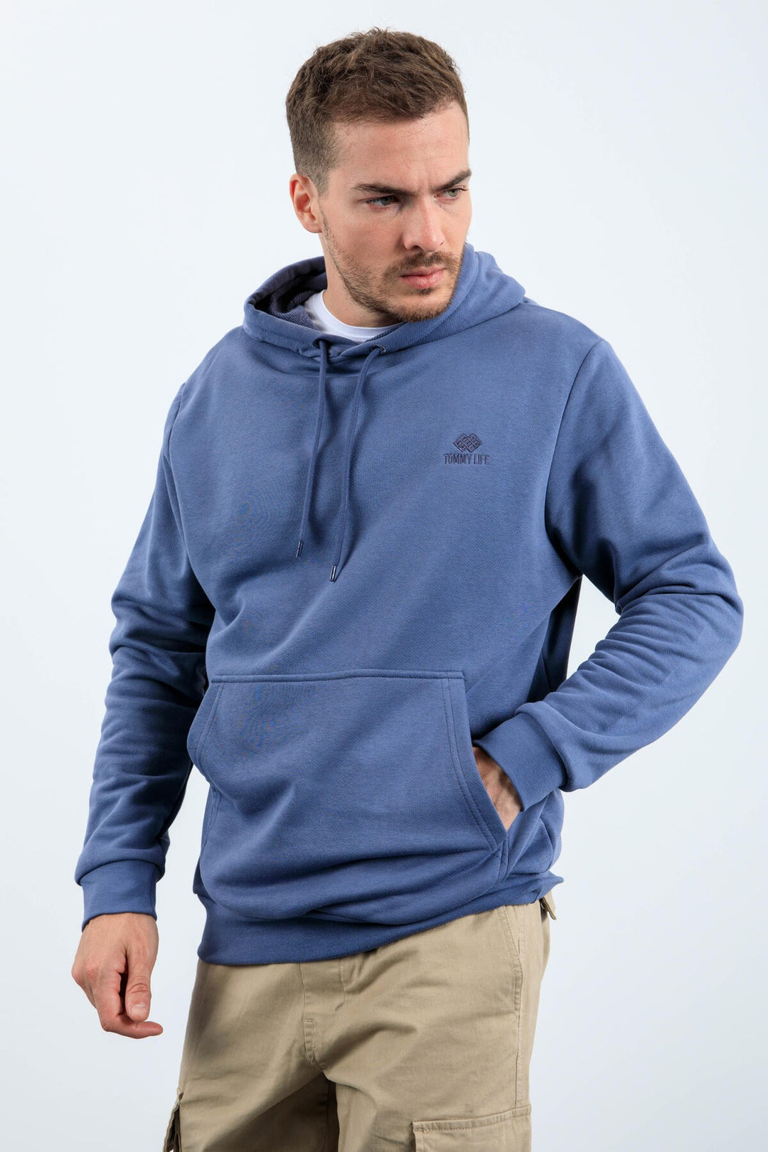 TMY Petrol Kangaroo Pocket Hooded Comfort Fit Men's Sweatshirt - 88013 - Minden