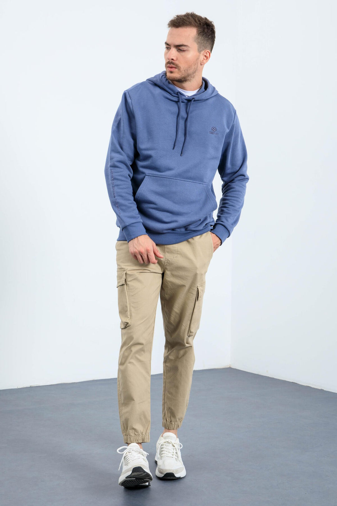 TMY Petrol Kangaroo Pocket Hooded Comfort Fit Men's Sweatshirt - 88013 - Minden