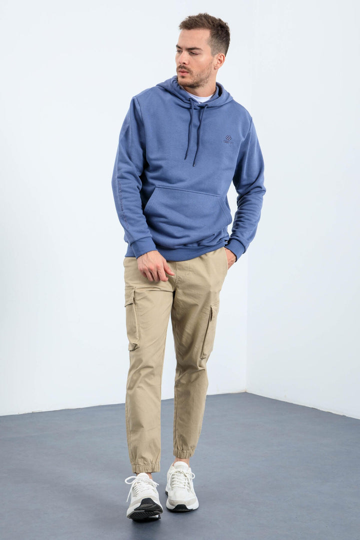 TMY Petrol Kangaroo Pocket Hooded Comfort Fit Men's Sweatshirt - 88013 - Minden