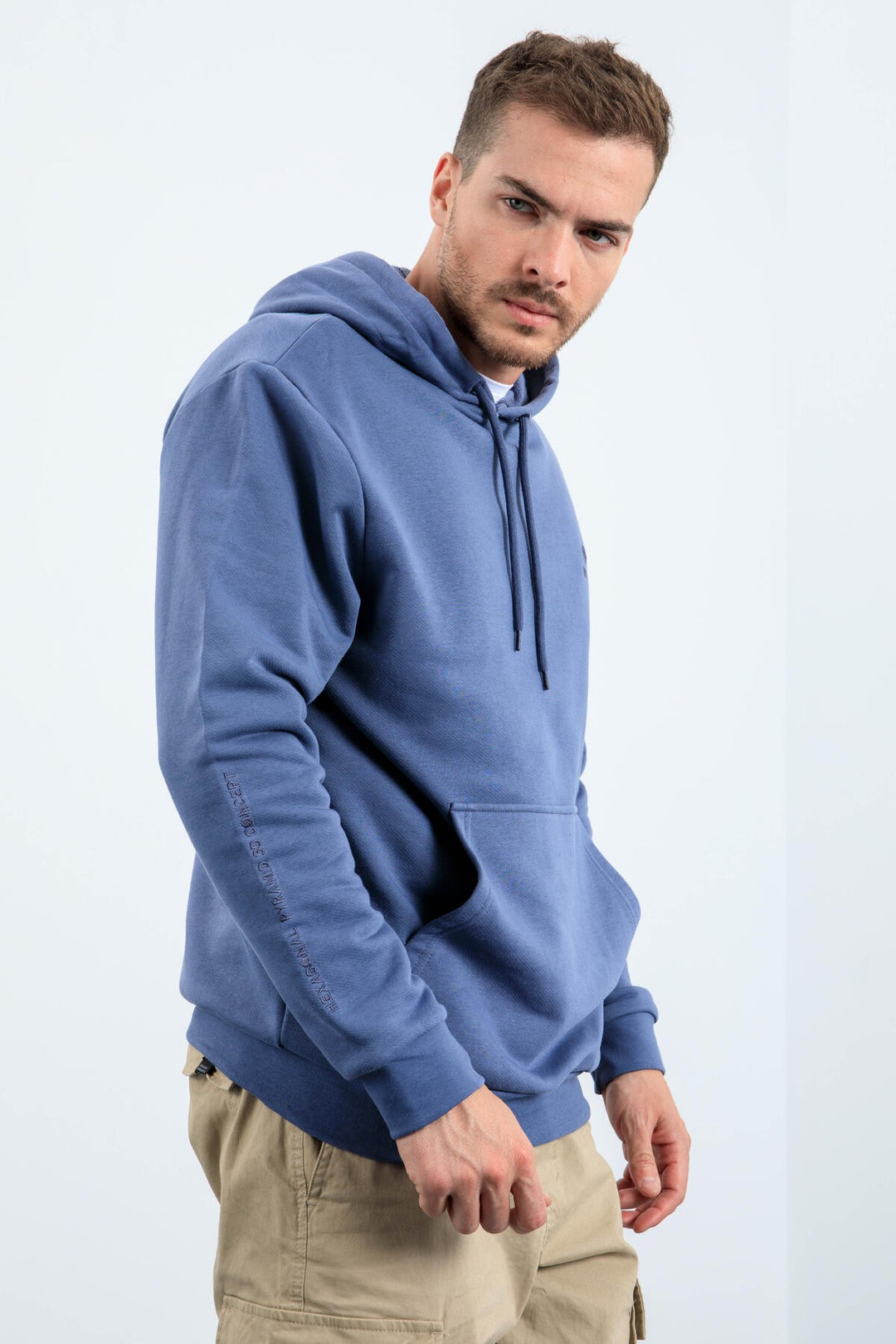 TMY Petrol Kangaroo Pocket Hooded Comfort Fit Men's Sweatshirt - 88013 - Minden