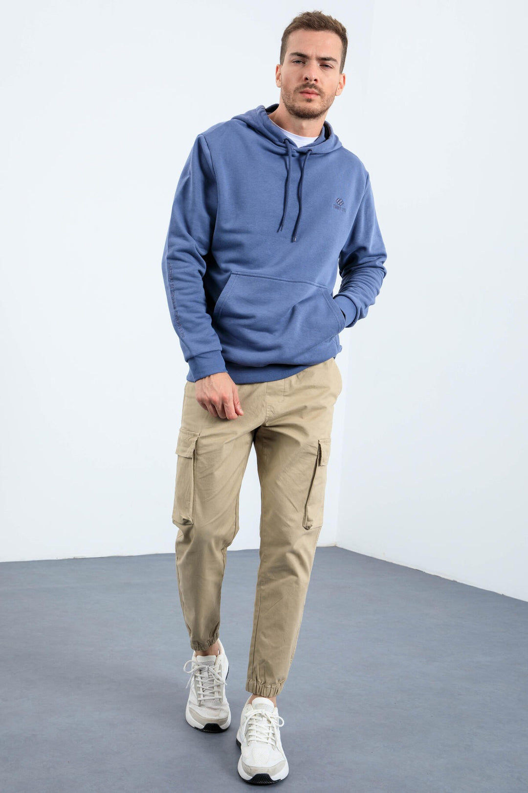 TMY Petrol Kangaroo Pocket Hooded Comfort Fit Men's Sweatshirt - 88013 - Minden