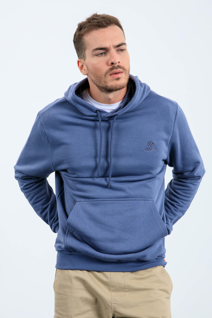 TMY Petrol Kangaroo Pocket Hooded Comfort Fit Men's Sweatshirt - 88013 - Minden