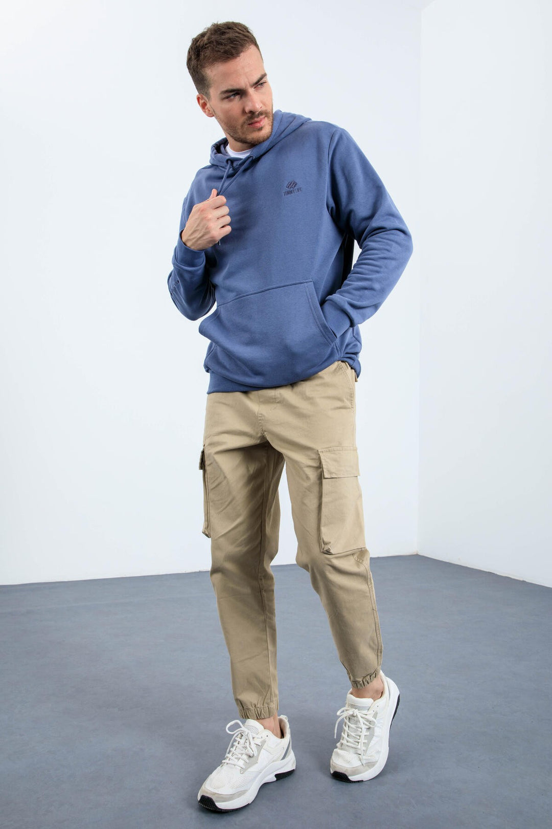 TMY Petrol Kangaroo Pocket Hooded Comfort Fit Men's Sweatshirt - 88013 - Minden
