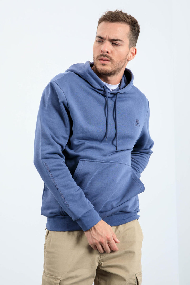 TMY Petrol Kangaroo Pocket Hooded Comfort Fit Men's Sweatshirt - 88013 - Minden