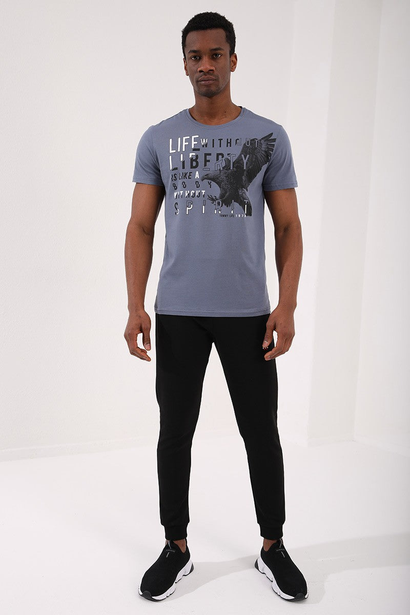 TMY Petrol Eagle Printed Standard Mold O Neck Men's T-Shirt - 87932 - Juchitán de Zaragoza