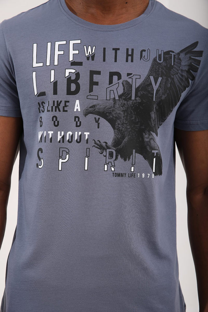TMY Petrol Eagle Printed Standard Mold O Neck Men's T-Shirt - 87932 - Juchitán de Zaragoza