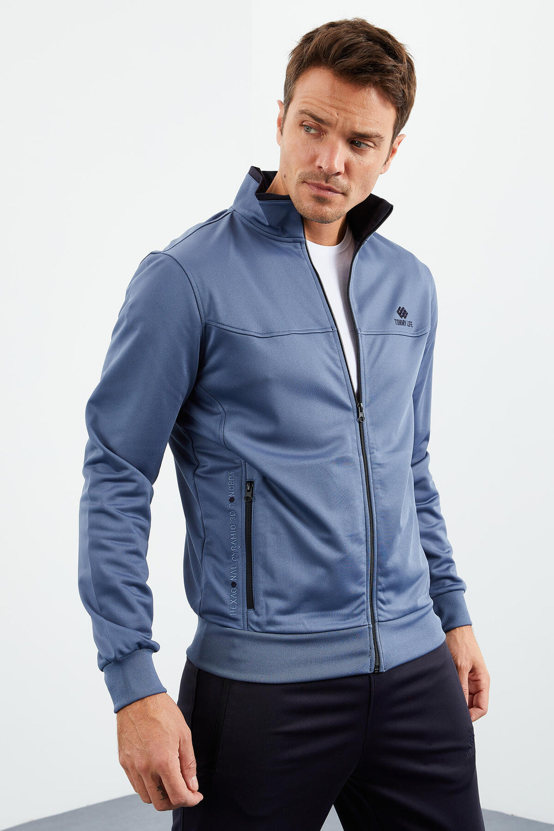 TMY Petrol - Navy Blue Zippered Standard Fit Classic Cuff Men's Tracksuit - 85162 - Timişoara