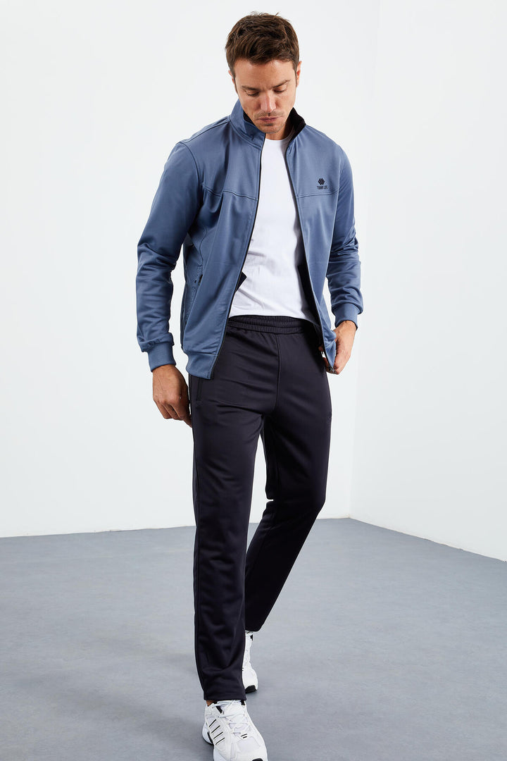 TMY Petrol - Navy Blue Zippered Standard Fit Classic Cuff Men's Tracksuit - 85162 - Timişoara