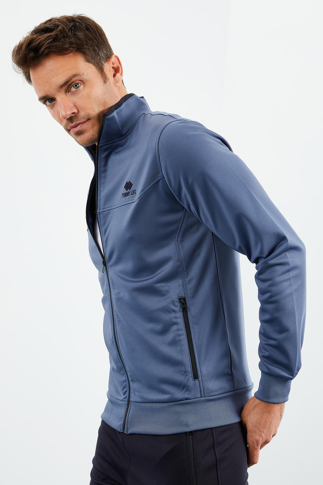 TMY Petrol - Navy Blue Zippered Standard Fit Classic Cuff Men's Tracksuit - 85162 - Timişoara