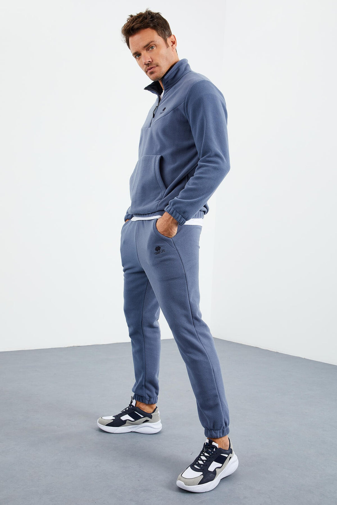 TMY Men's Half Zip Stand-up Collar Elastic Cuff Polar Fleece Tracksuit - 85159 - Brossard