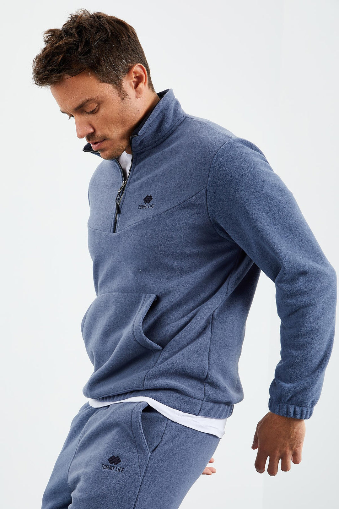 TMY Men's Half Zip Stand-up Collar Elastic Cuff Polar Fleece Tracksuit - 85159 - Brossard