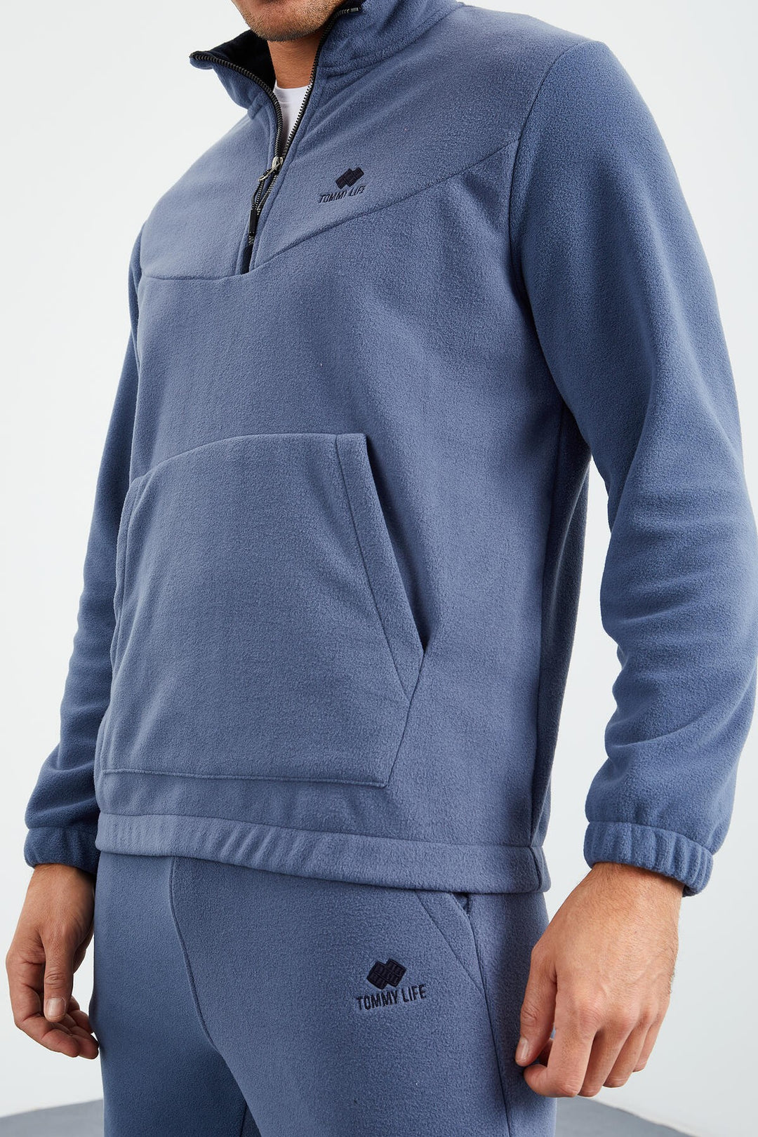 TMY Men's Half Zip Stand-up Collar Elastic Cuff Polar Fleece Tracksuit - 85159 - Brossard
