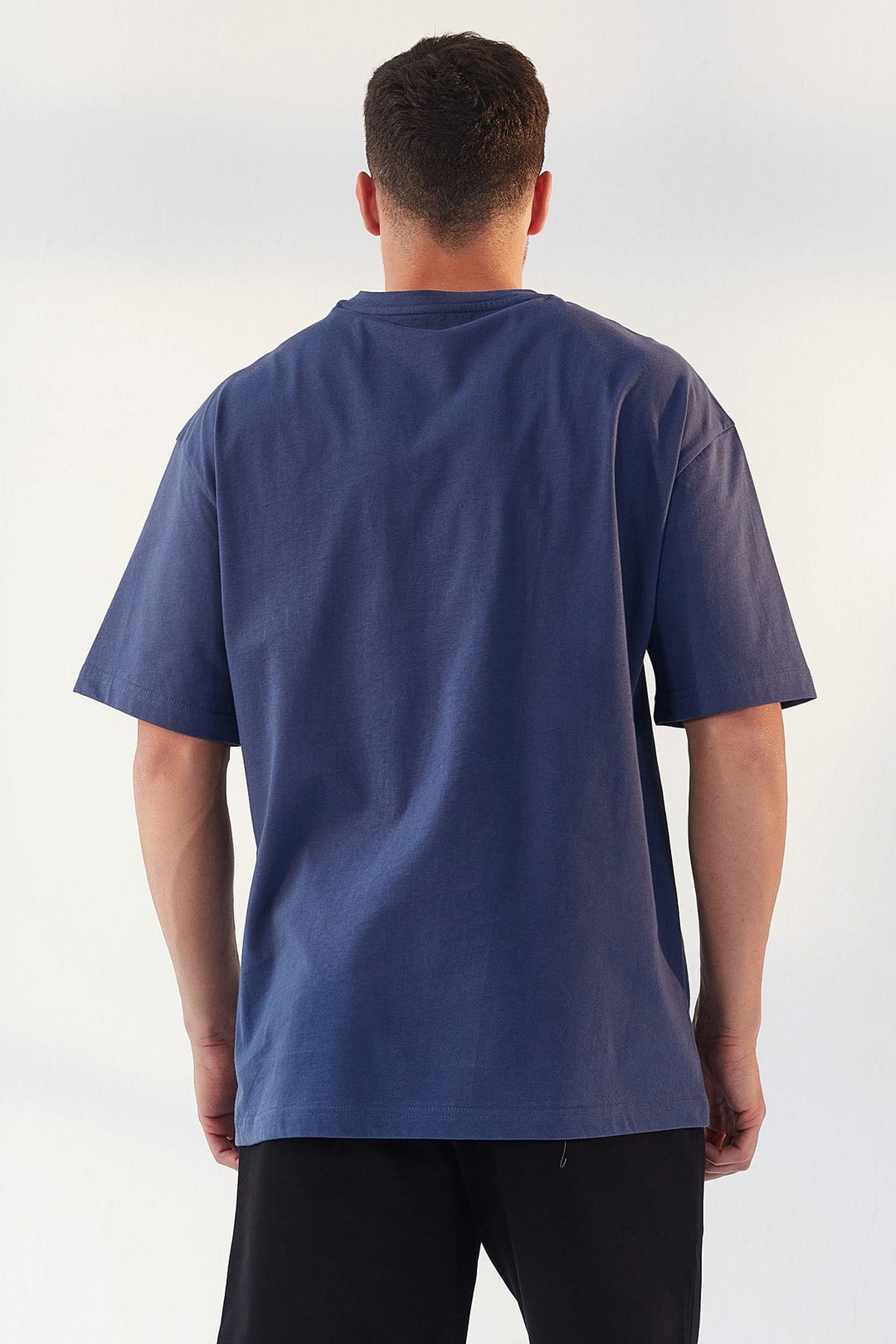 TMY Petrol Printed Round Neck Men's Oversize T-Shirt - 87984 - Xico