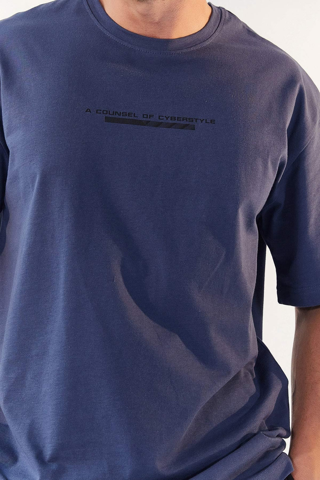 TMY Petrol Printed Round Neck Men's Oversize T-Shirt - 87984 - Xico