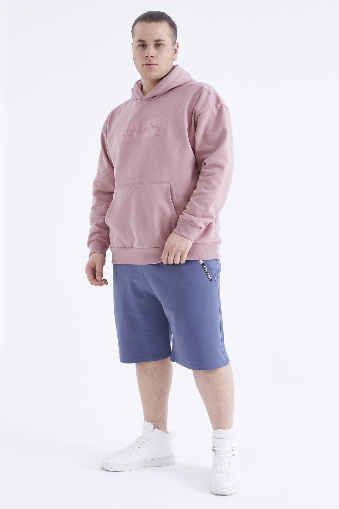 TMY Petrol Embroidered Zip Pocket Plus Size Men's Shorts - 81200 - Angoulême