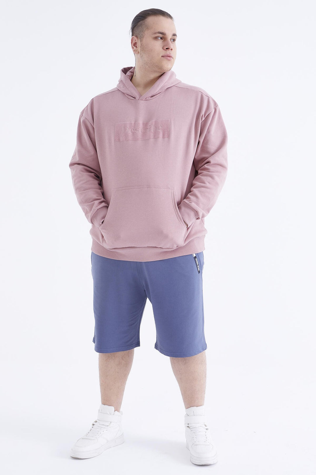 TMY Petrol Embroidered Zip Pocket Plus Size Men's Shorts - 81200 - Angoulême