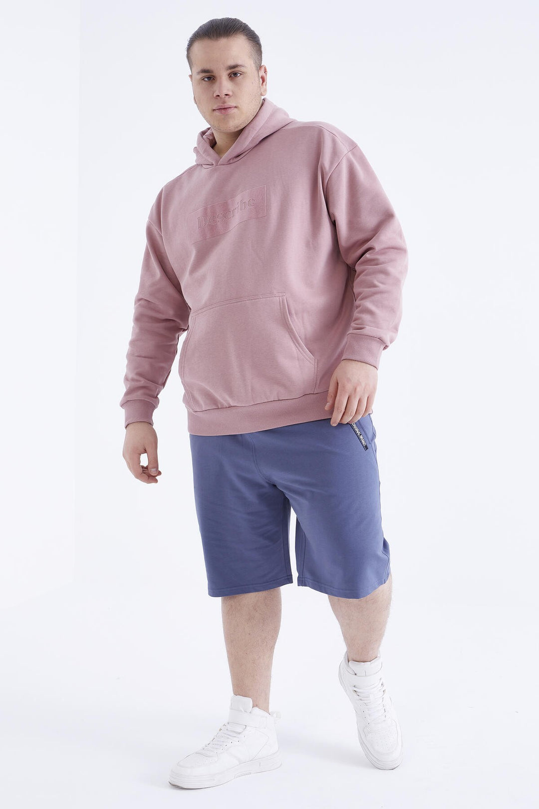 TMY Petrol Embroidered Zip Pocket Plus Size Men's Shorts - 81200 - Angoulême