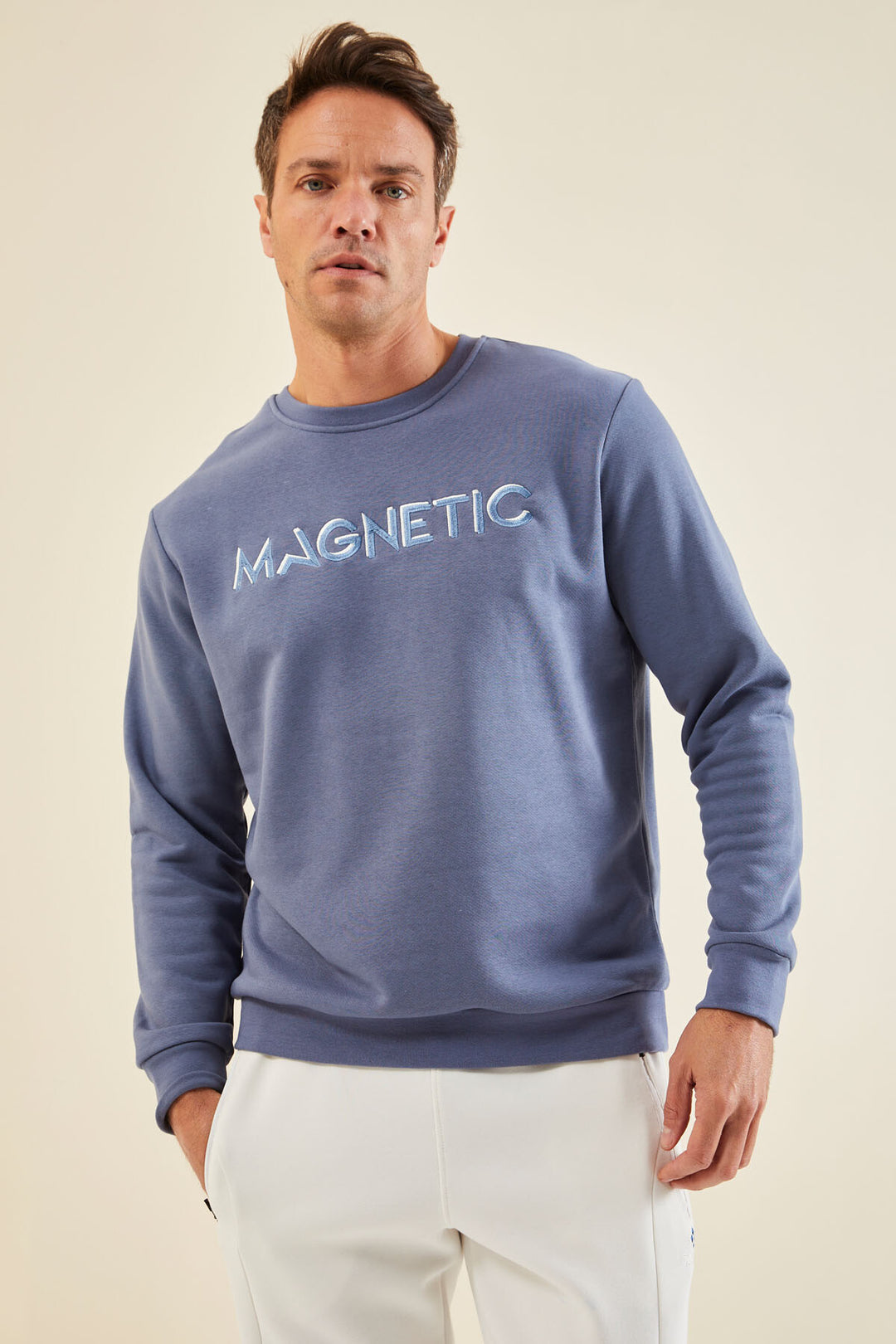 TMY Petrol Embroidered Round Neck Comfort Fit Men's Sweatshirt - 88020 - Pueblo West