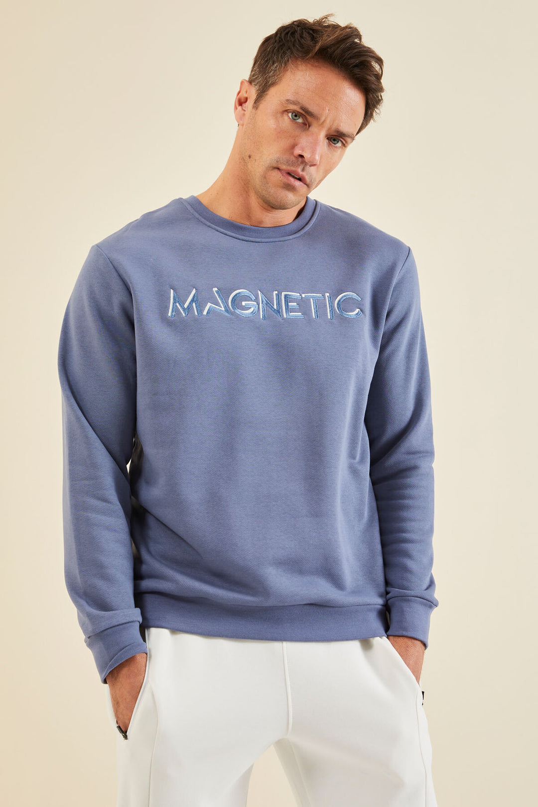 TMY Petrol Embroidered Round Neck Comfort Fit Men's Sweatshirt - 88020 - Pueblo West