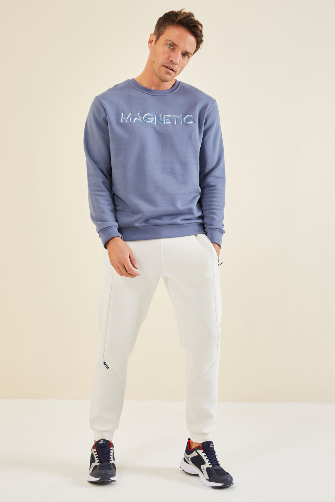TMY Petrol Embroidered Round Neck Comfort Fit Men's Sweatshirt - 88020 - Pueblo West