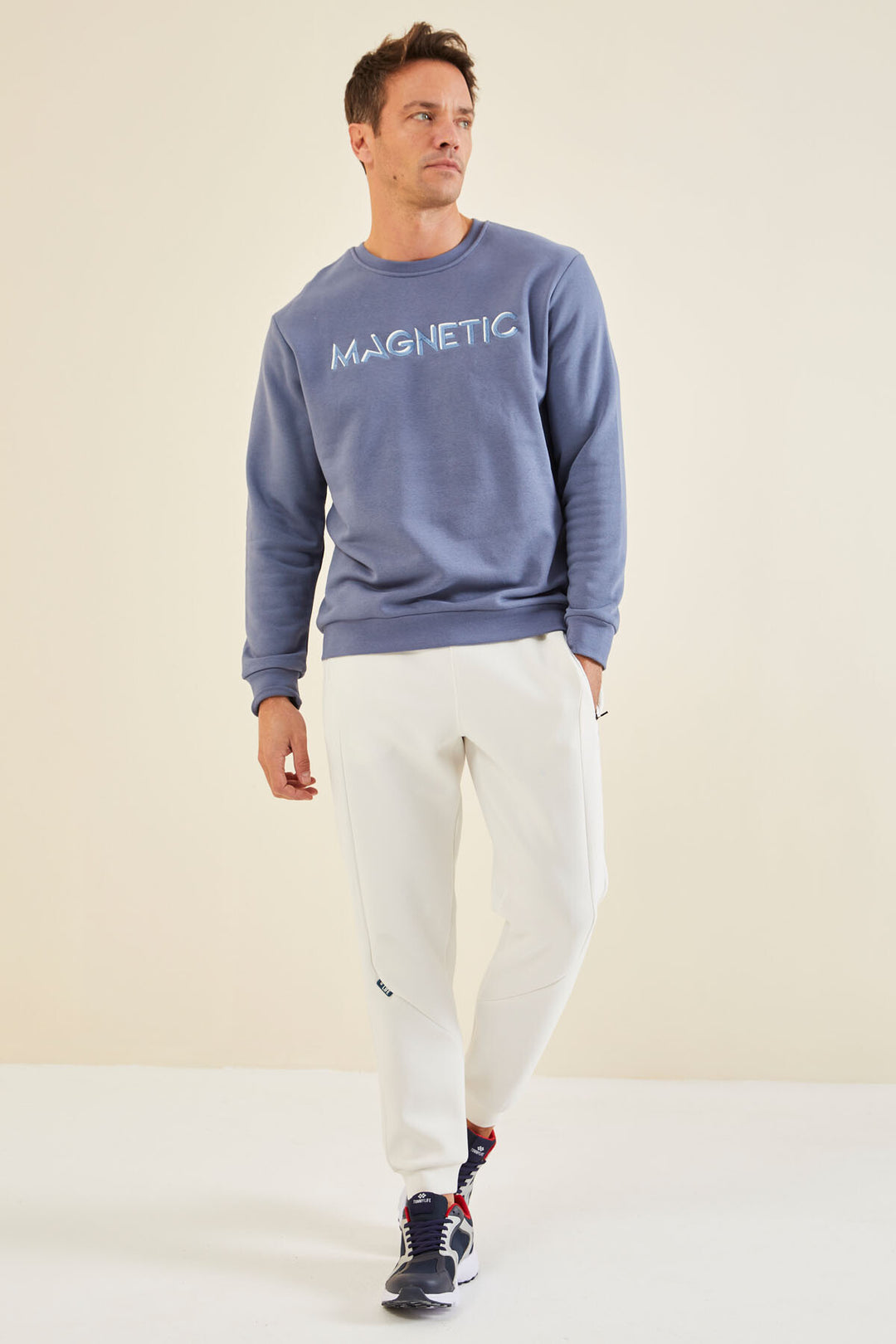 TMY Petrol Embroidered Round Neck Comfort Fit Men's Sweatshirt - 88020 - Pueblo West