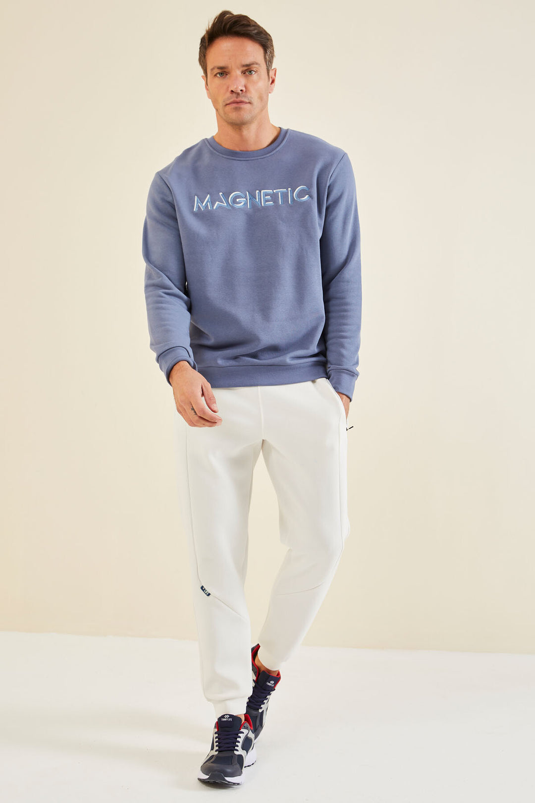 TMY Petrol Embroidered Round Neck Comfort Fit Men's Sweatshirt - 88020 - Pueblo West