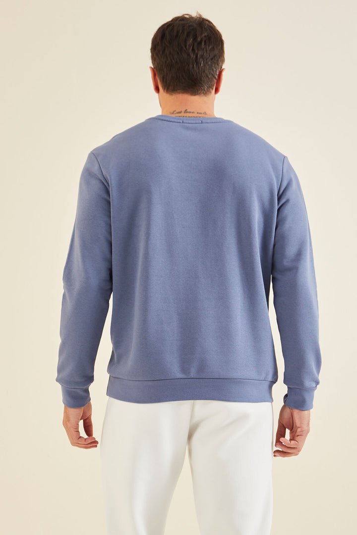 TMY Petrol Embroidered Round Neck Comfort Fit Men's Sweatshirt - 88020 - Pueblo West