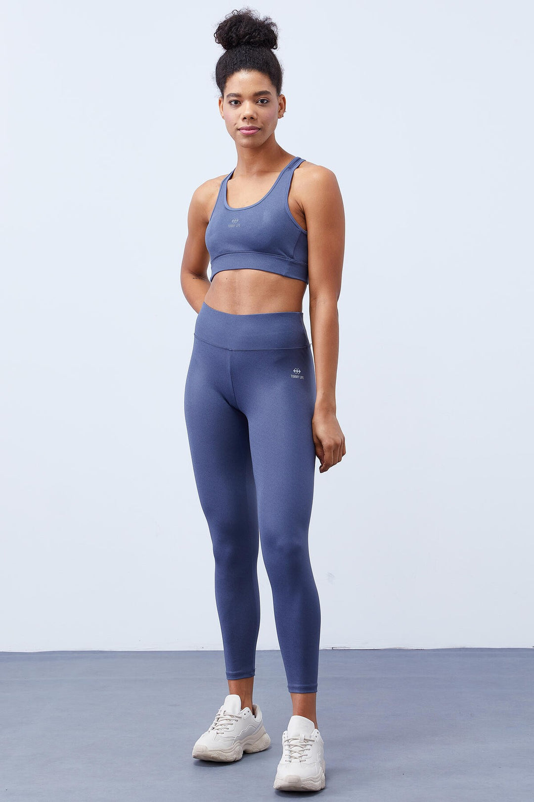 TMY Petrol High Waist Shaper Cross Back Detailed Slim Fit Women's Leggings Set - 95282 - Mount Vernon
