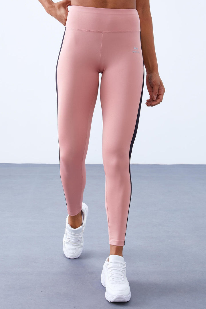 TMY Powder High Waist Printed Shaping Leggings with Detailed Striped Trim - 94540 - Atascocita