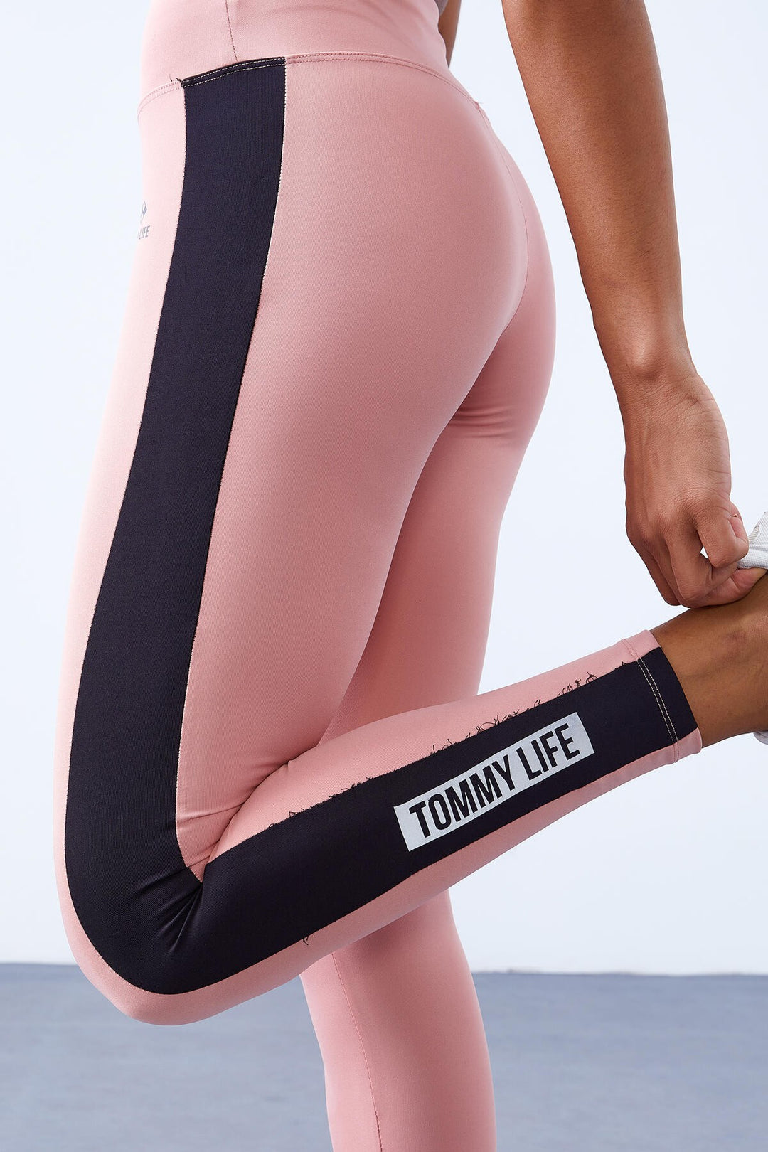 TMY Powder High Waist Printed Shaping Leggings with Detailed Striped Trim - 94540 - Atascocita