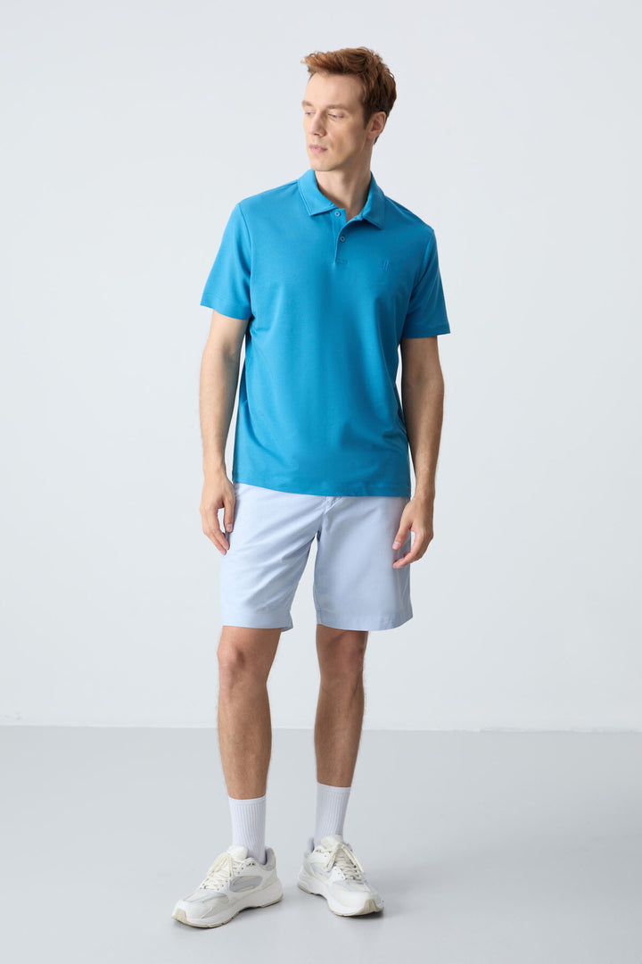 TMY Saks Basic Chest Logo Standard Fit Knit Polo Collar Men's T-Shirt - 87768 - Garden Grove