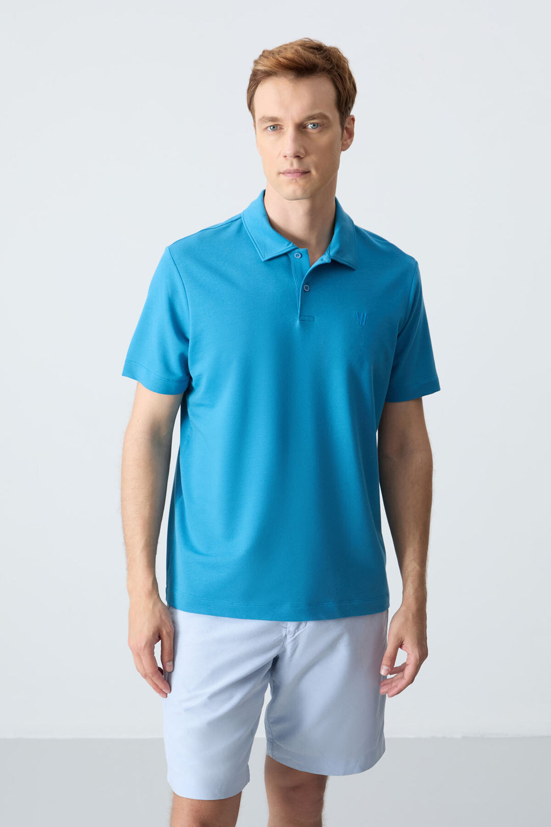TMY Saks Basic Chest Logo Standard Fit Knit Polo Collar Men's T-Shirt - 87768 - Garden Grove