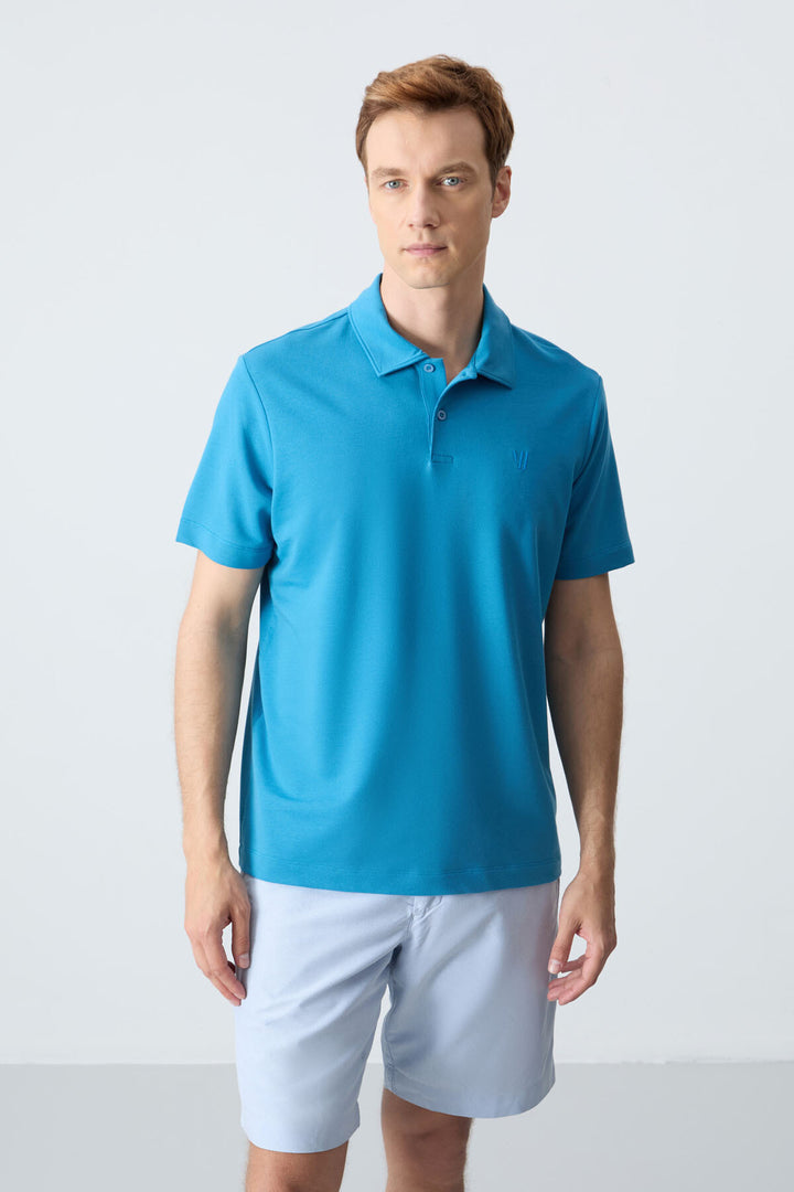 TMY Saks Basic Chest Logo Standard Fit Knit Polo Collar Men's T-Shirt - 87768 - Garden Grove