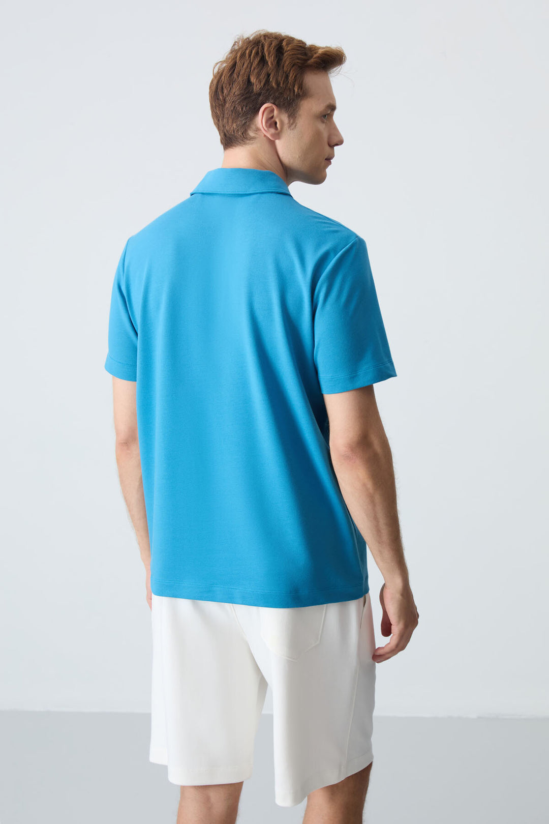 TMY Saks Basic Logo Standard Fit Knit Polo Neck Men's T-Shirt - 87748 - Parma