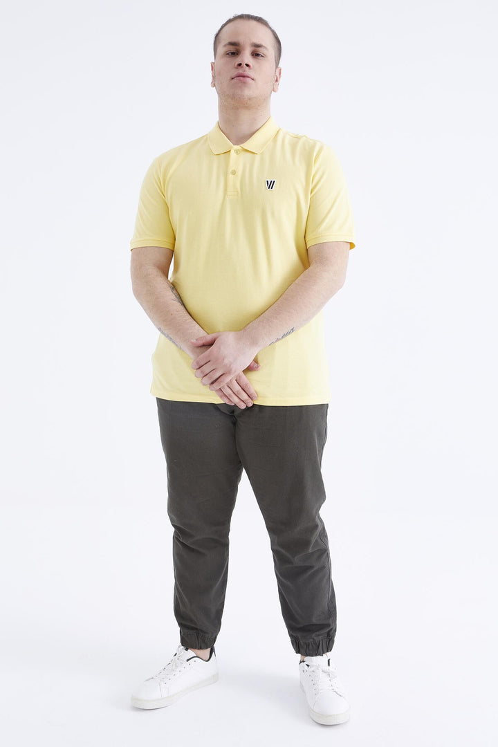 TMY Yellow Basic Chest Logo Standard Fit Knit Polo Collar Men's T-Shirt - 87768 - Sun Prairie