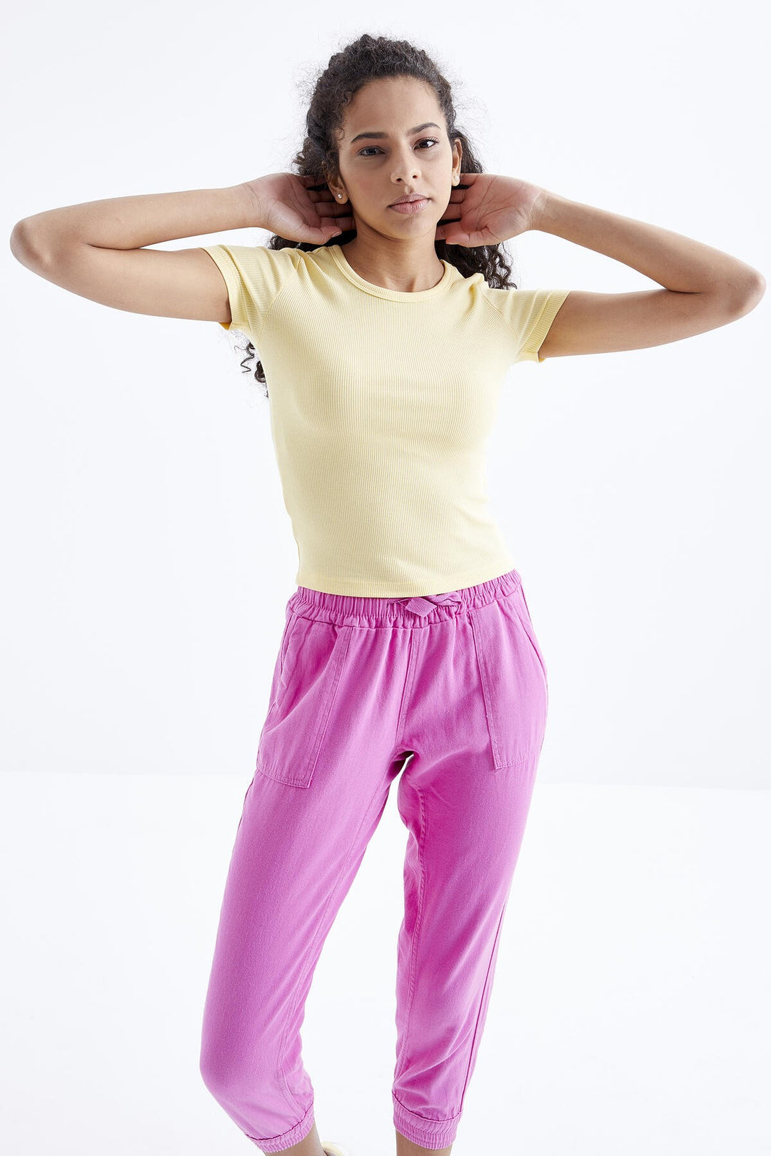 TMY Yellow Basic Short Sleeve O Neck Women's T-Shirt - 97202 - Minsk