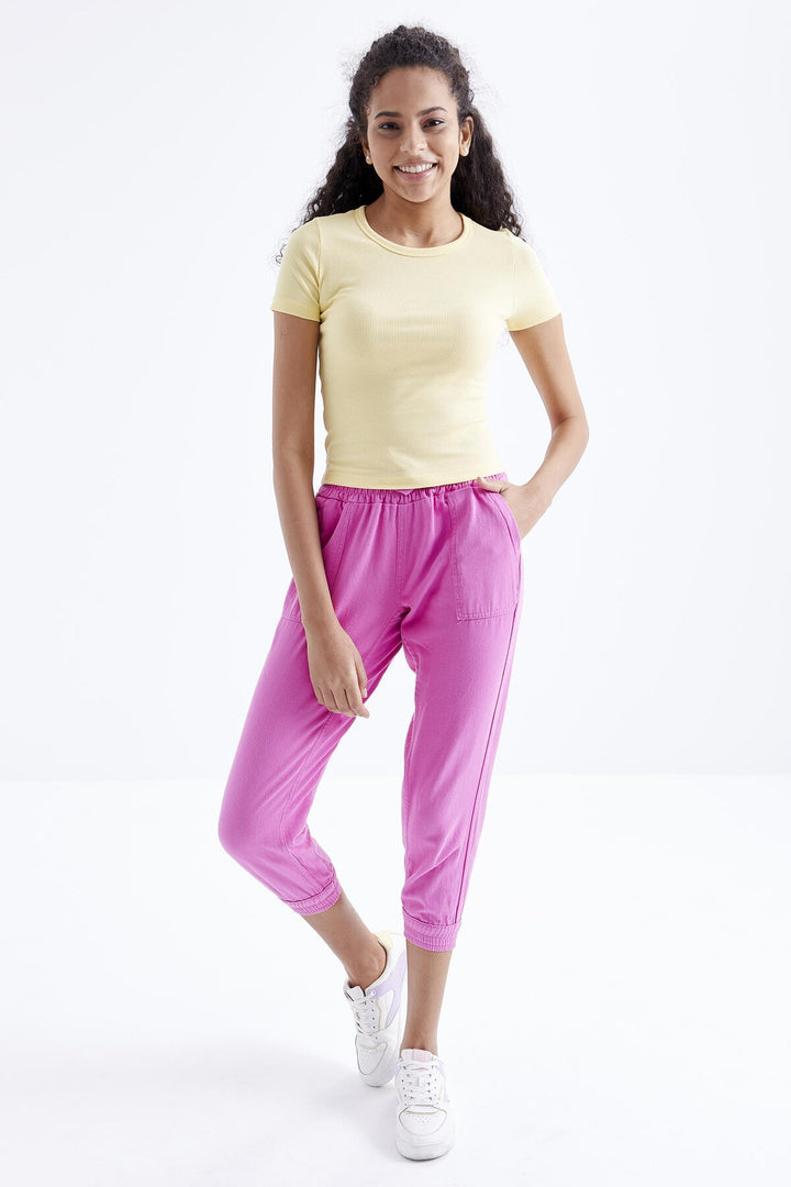TMY Yellow Basic Short Sleeve O Neck Women's T-Shirt - 97202 - Minsk