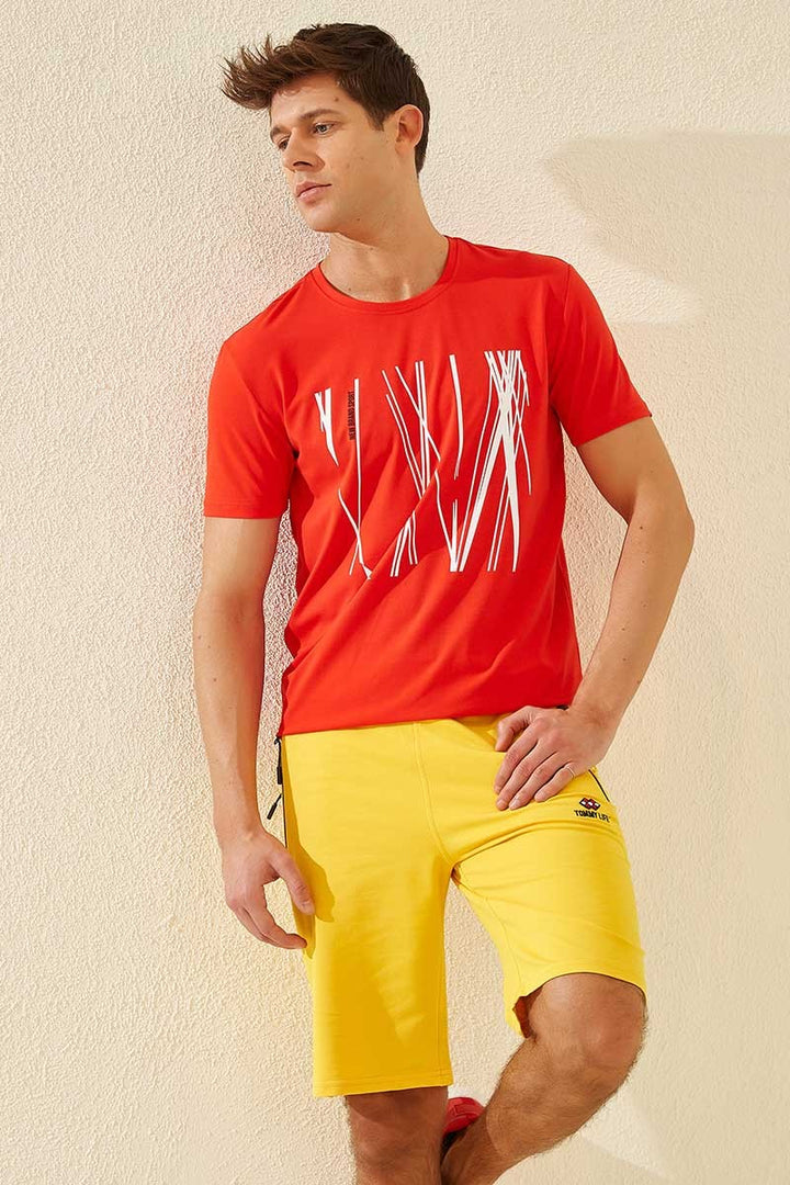 TMY Yellow Hidden Zipper Back Pocket Lace-Up Regular Fit Men's Shorts - 81136 - Salina Cruz
