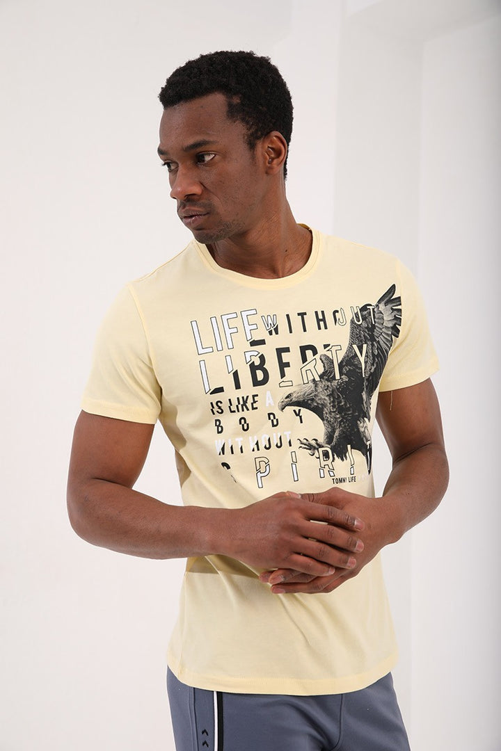 TMY Yellow Eagle Printed Standard Mold O Neck Men's T-Shirt - 87932 - Cananea