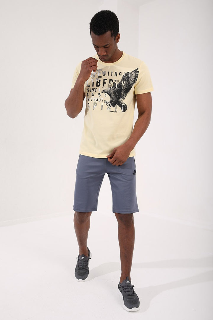 TMY Yellow Eagle Printed Standard Mold O Neck Men's T-Shirt - 87932 - Cananea