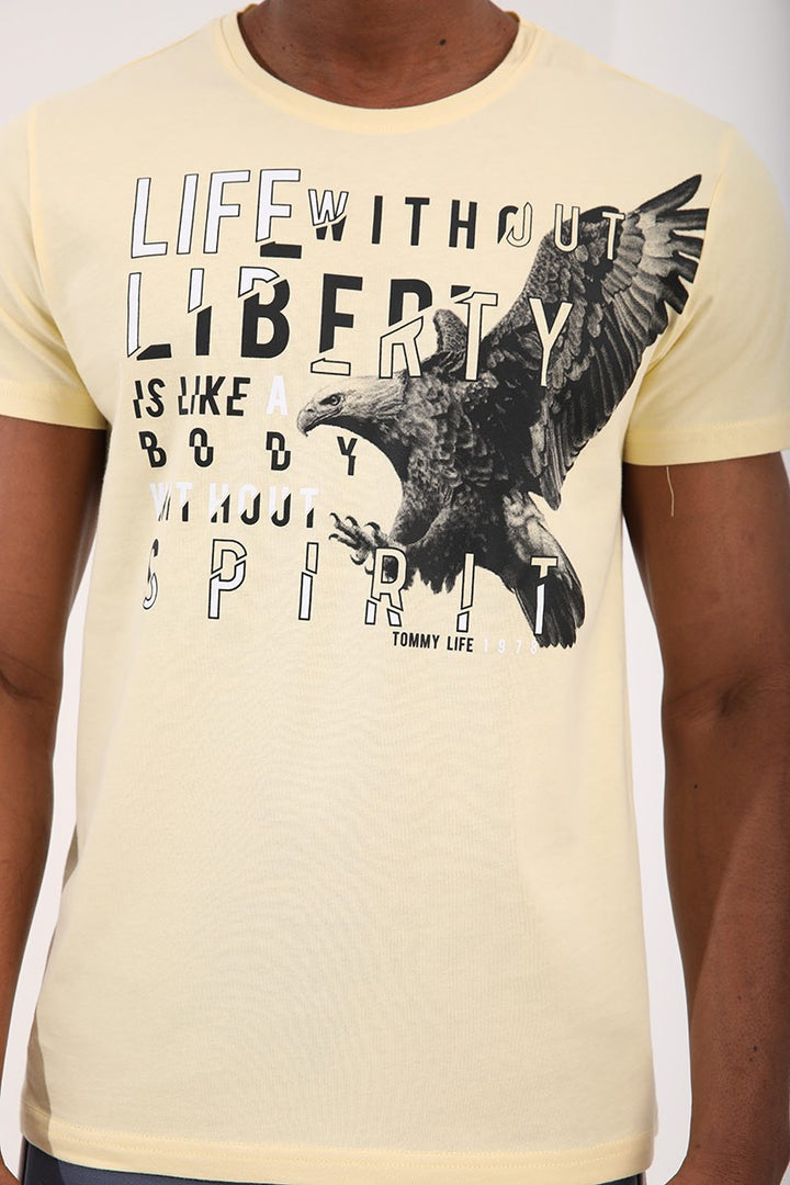 TMY Yellow Eagle Printed Standard Mold O Neck Men's T-Shirt - 87932 - Cananea
