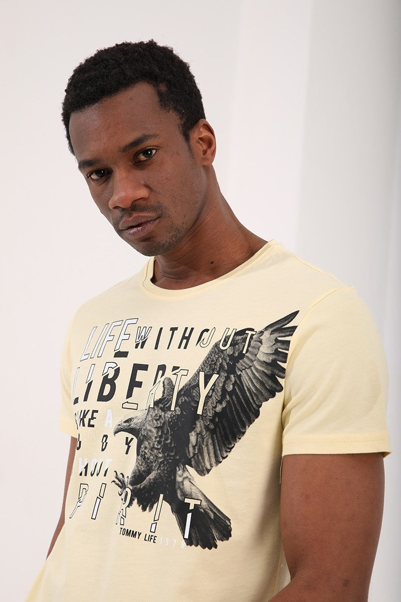 TMY Yellow Eagle Printed Standard Mold O Neck Men's T-Shirt - 87932 - Cananea