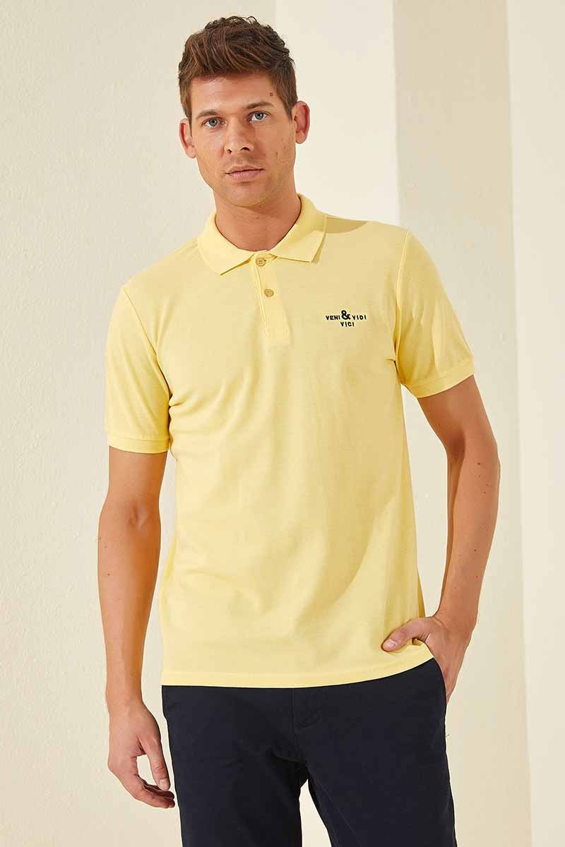 TMY Yellow Classic Short Sleeve Standard Fit Polo Neck Men's T-Shirt - 87787 - García