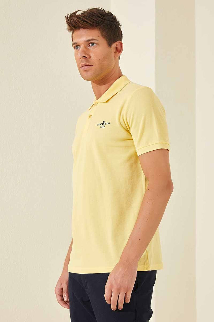 TMY Yellow Classic Short Sleeve Standard Fit Polo Neck Men's T-Shirt - 87787 - García