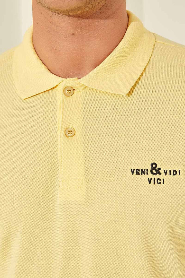 TMY Yellow Classic Short Sleeve Standard Fit Polo Neck Men's T-Shirt - 87787 - García