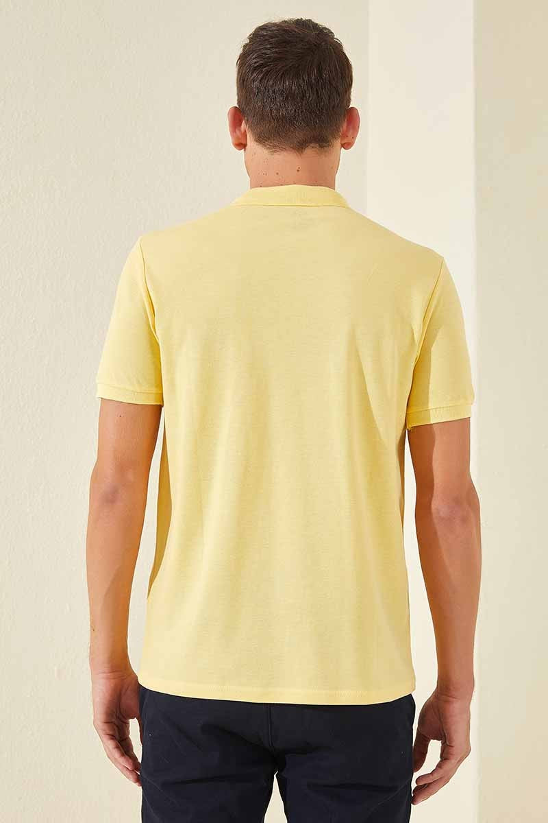 TMY Yellow Classic Short Sleeve Standard Fit Polo Neck Men's T-Shirt - 87787 - García