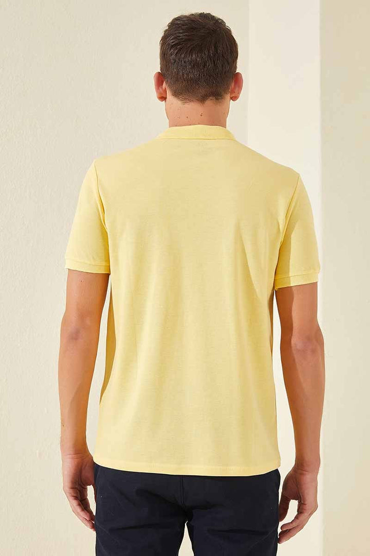 TMY Yellow Classic Short Sleeve Standard Fit Polo Neck Men's T-Shirt - 87787 - García