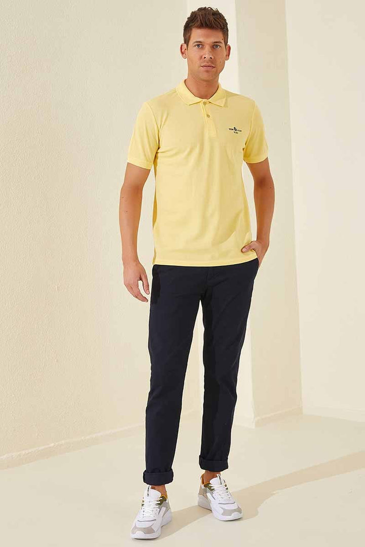 TMY Yellow Classic Short Sleeve Standard Fit Polo Neck Men's T-Shirt - 87787 - García