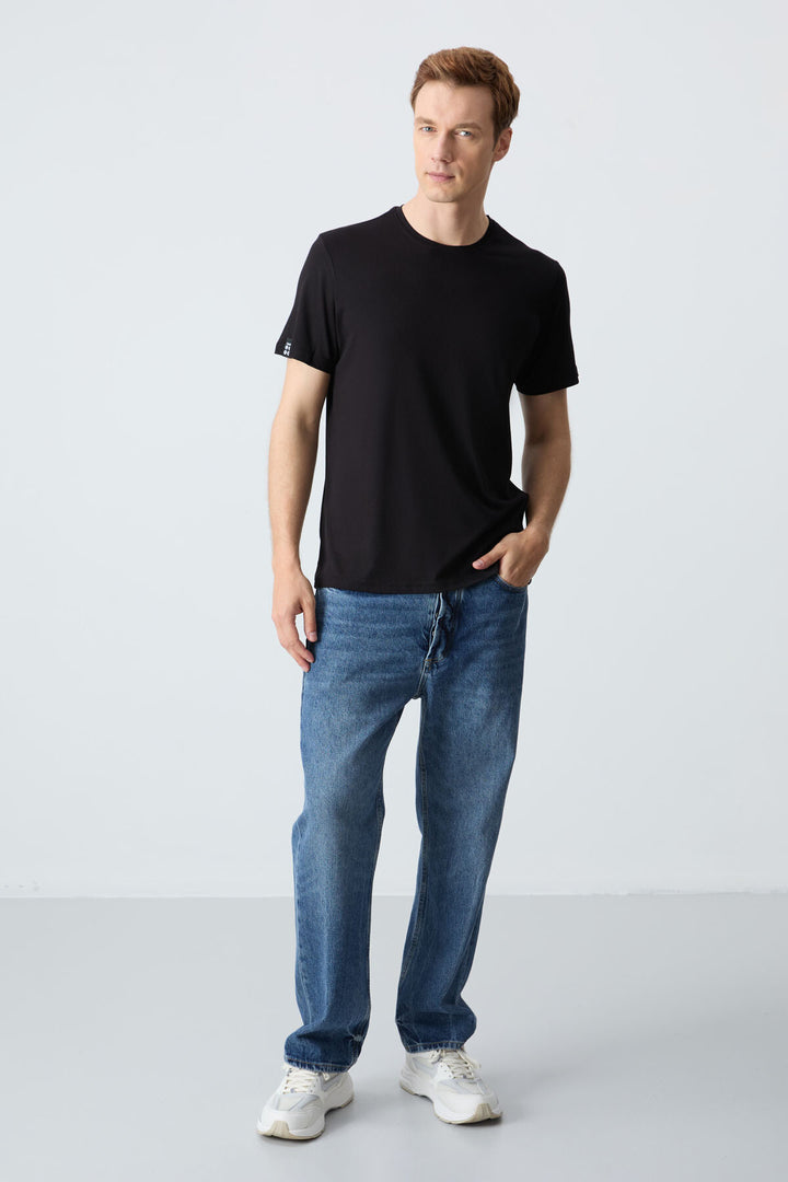 TMY Black Men's Basic Short Sleeve Standard Fit Crew Neck T-shirt - 87911 - Tepatitlán de Morelos