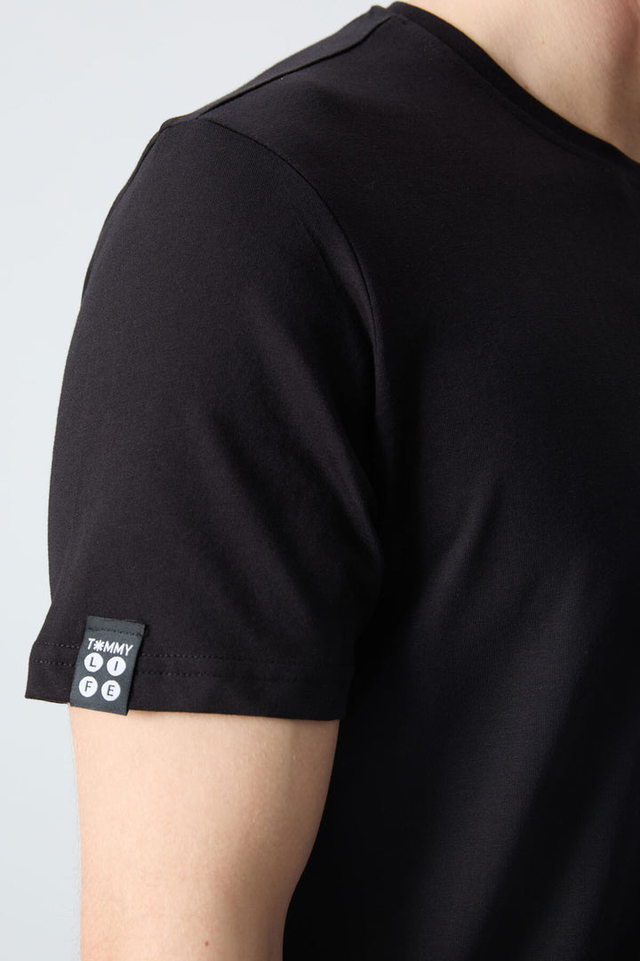 TMY Black Men's Basic Short Sleeve Standard Fit Crew Neck T-shirt - 87911 - Tepatitlán de Morelos